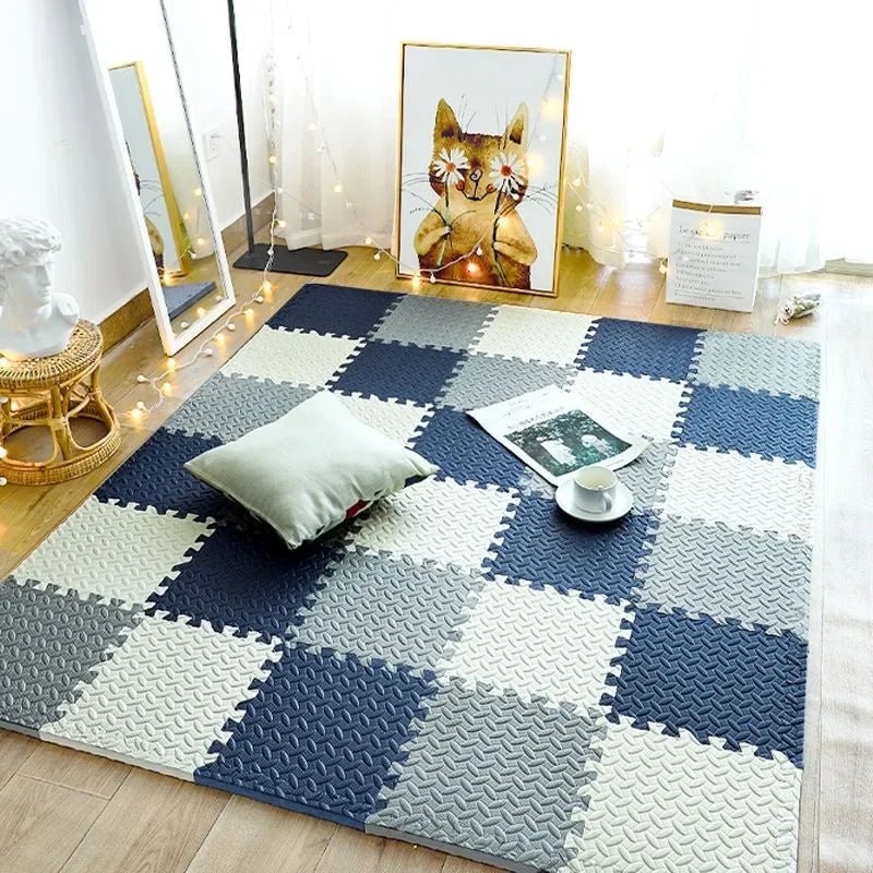 Safe Foam Baby Play Mat featuring a shock-absorbing puzzle design for sensory stimulation, measuring 120 x 90 cm, suitable for all genders. 0